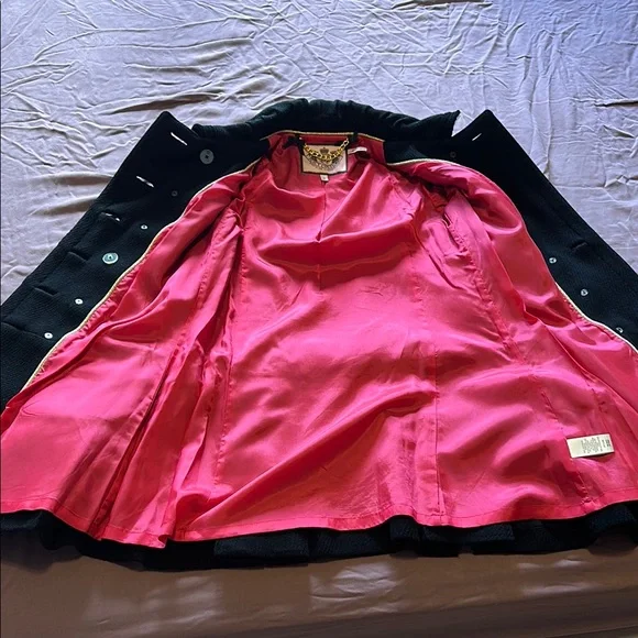 Juicy Couture Black Coat with Gold Buttons - Picture 3 of 6